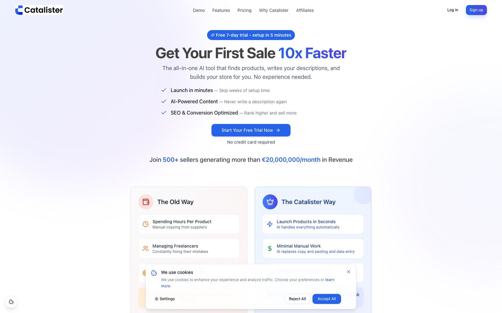 Catalister homepage preview