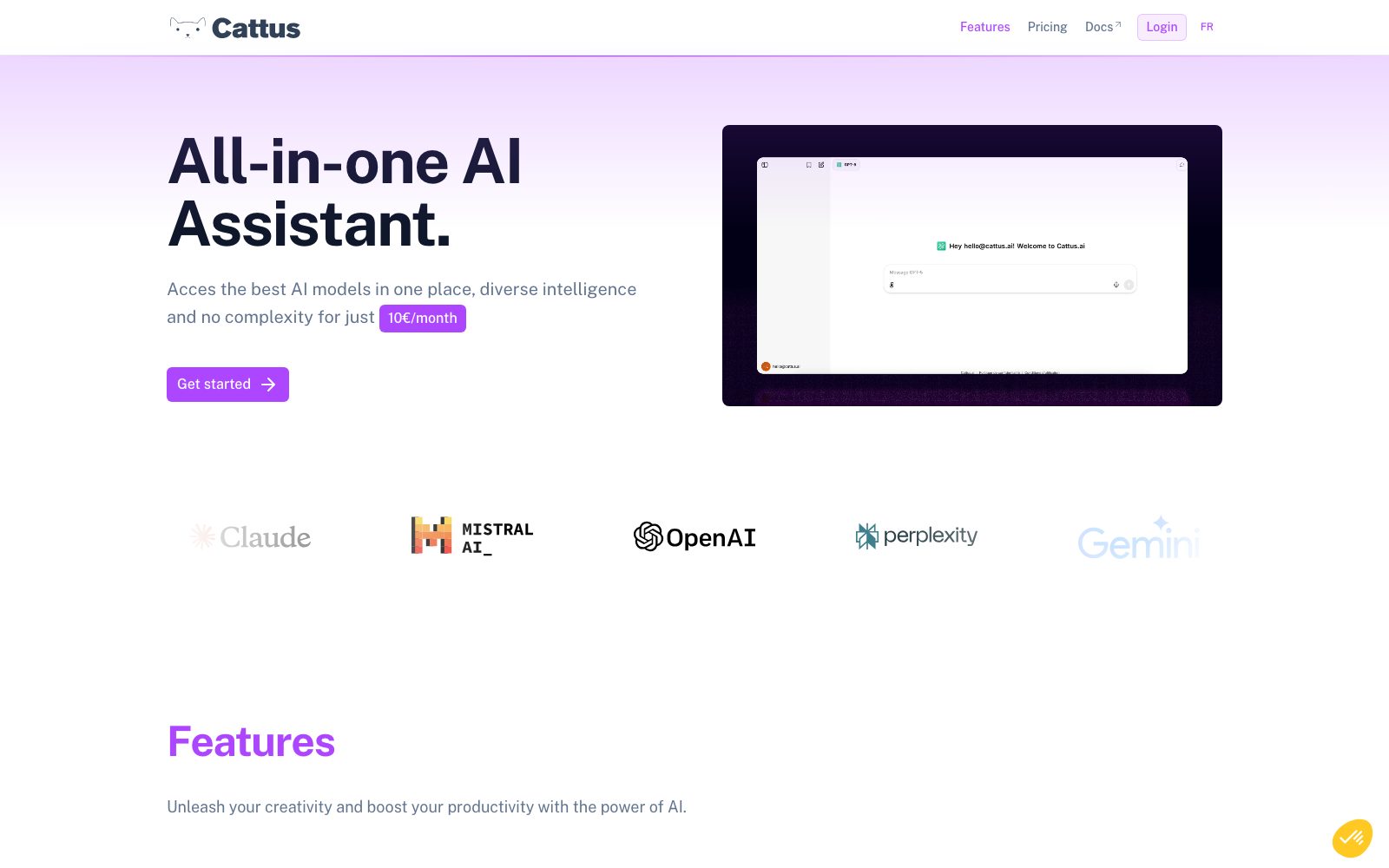 Cattus AI homepage preview