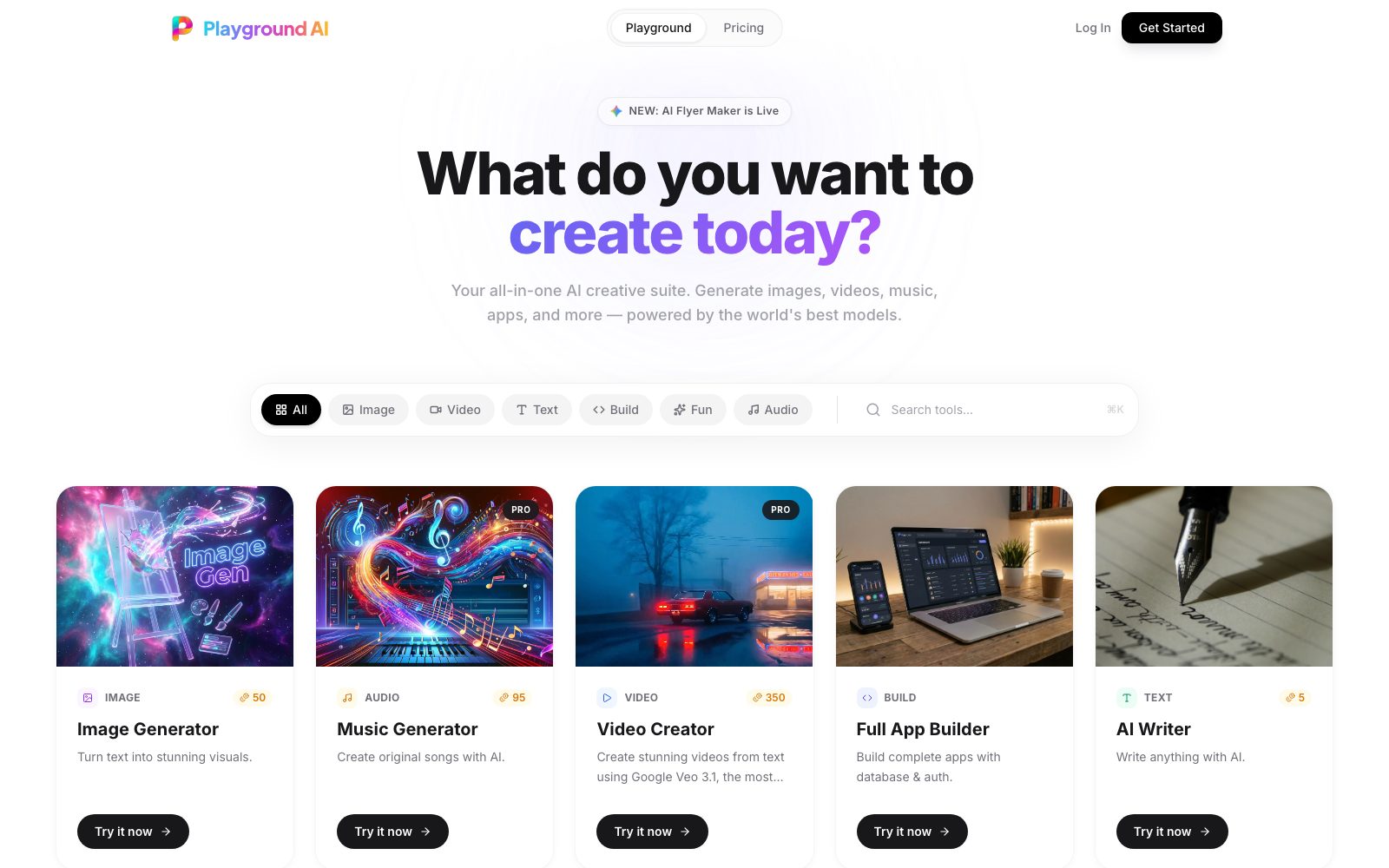 Playground AI homepage preview
