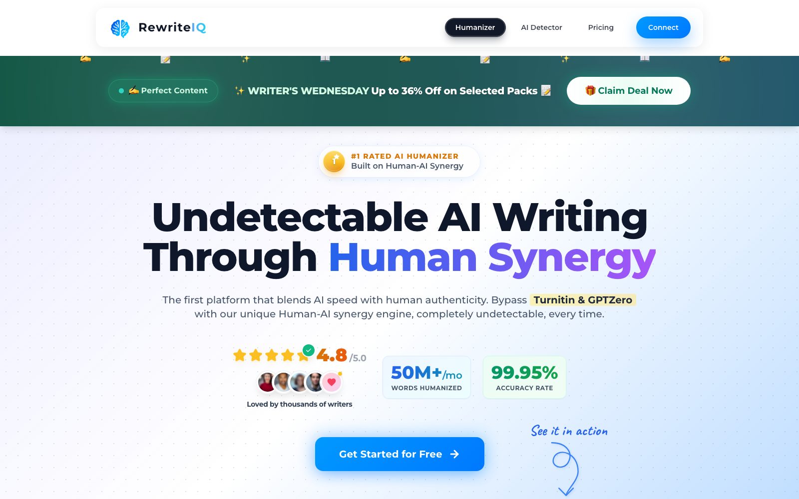 RewriteIQ homepage preview