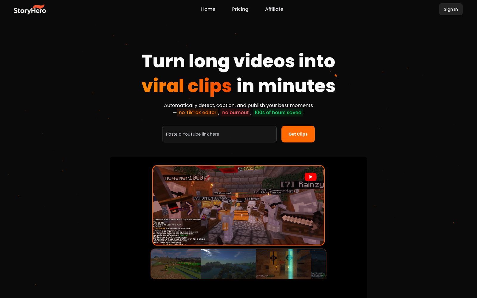 StoryHero homepage preview