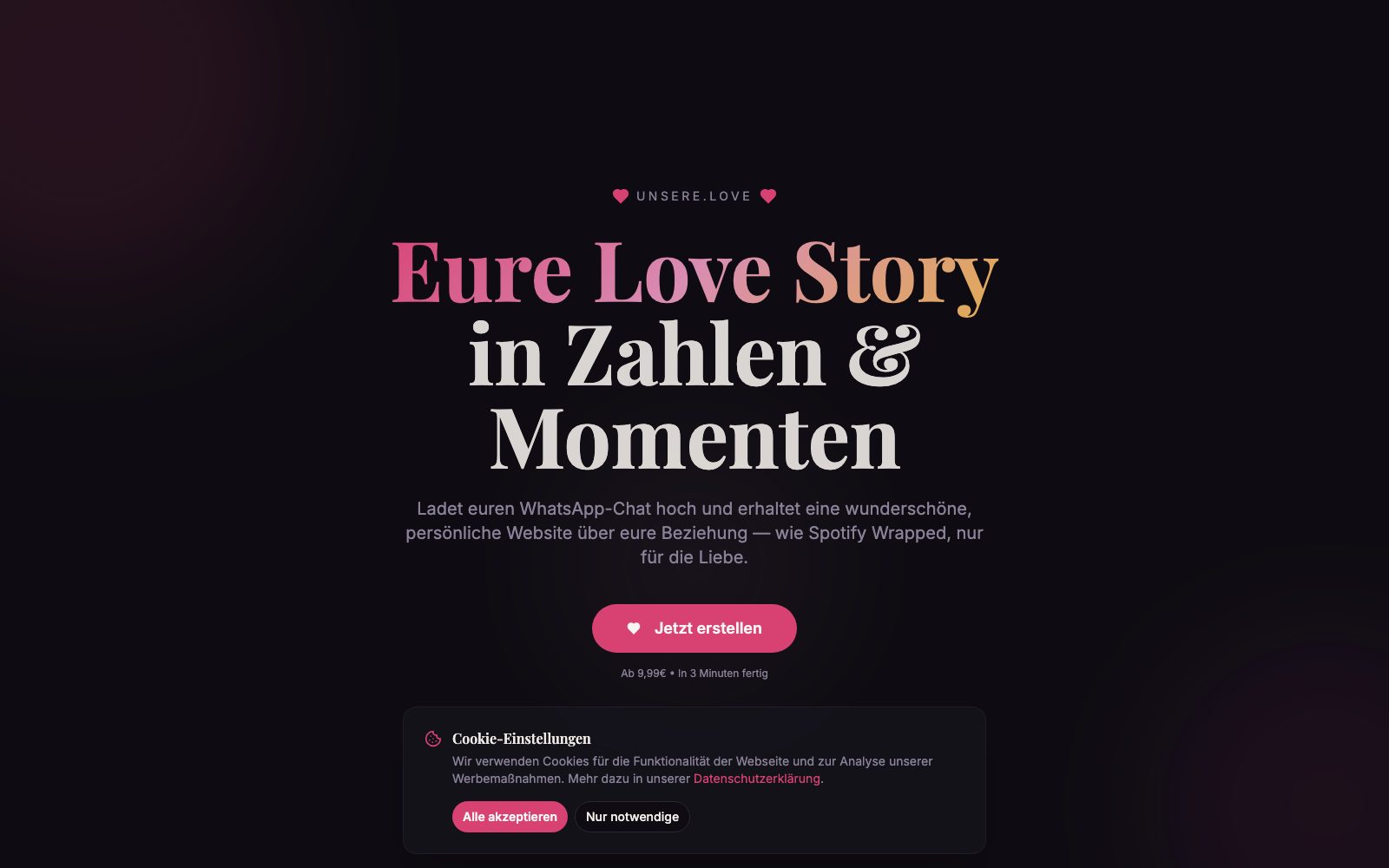 Unsere Love homepage preview